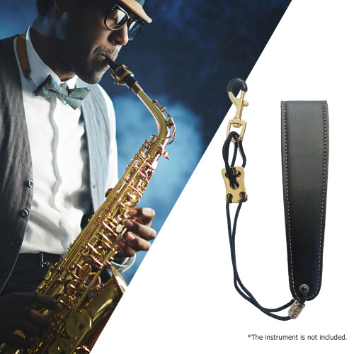 Adjustable Leather Saxophone Neck Strap with Metal Hook 2