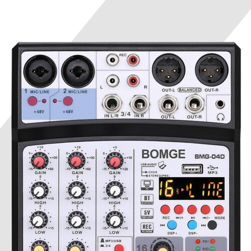 Portable 4-Channel BT Mixer USB 16 DSP Effects DJ Console 2