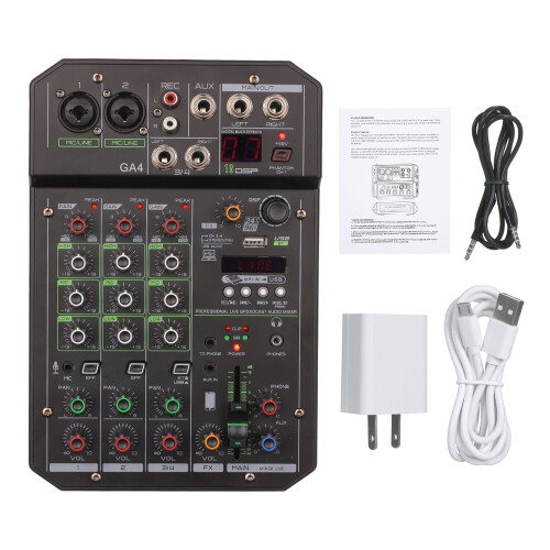 Mini Audio Mixer USB BT 48V Phantom Power