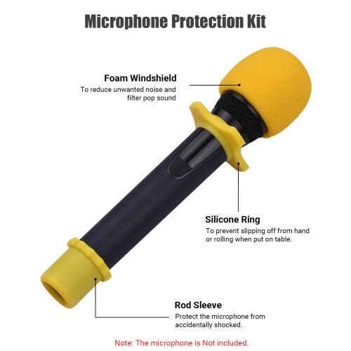 Wireless Handheld Mic Protection Kit Foam Windshield Silicone Ring 2