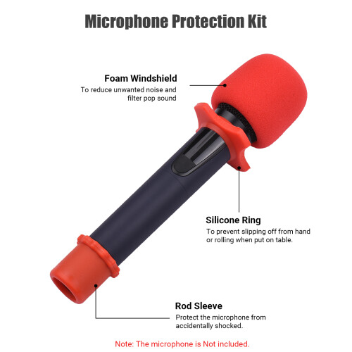 Mic Protection Kit Foam Windshield Silicone Ring Rod Sleeve 1