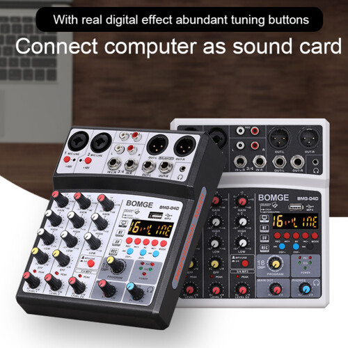 Portable 4-Channel BT Mixer USB 16 DSP Effects DJ Console 1
