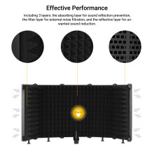 5-Panel Foldable Microphone Windshield Sponge Sound Insulation