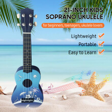 21-inch Kids Soprano Ukulele 4-String Basswood Plywood Ultrathin Uke