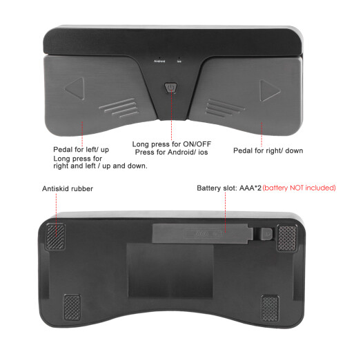 Wireless BT Page Turner Pedal for iOS Android Smartphones Tablets 2