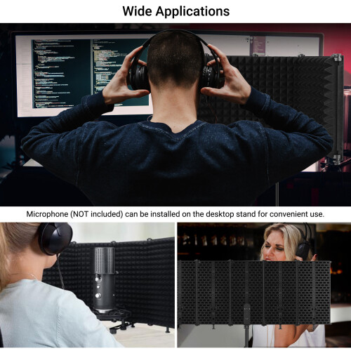 5-Panel Foldable Microphone Windshield Sponge Sound Insulation 1