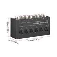Mini Stereo 6 Channel Passive Mixer RCA Portable Audio 6 In 2 Out
