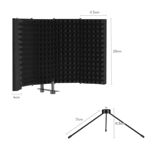 K501 Microphone Isolation Shield Foldable Stand 5/8" Screw Adapter