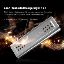 2-in-1 Tremolo Harmonica C&G 24 Holes 48 Reeds Padded Box