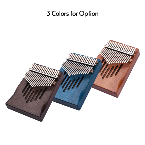 17-Key Solid Wood Kalimba with Tuning Hammer Cloth Stickers 2