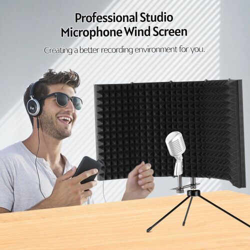K501 Microphone Isolation Shield Foldable Stand 5/8" Screw Adapter 2