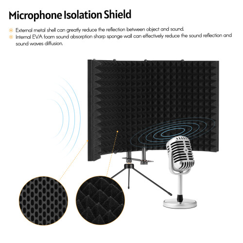 K501 Microphone Isolation Shield Foldable Stand 5/8" Screw Adapter 1