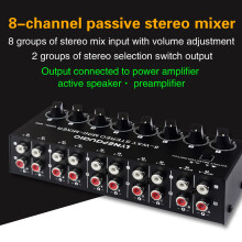 LYNEPAUAIO B066 Mini Stereo 8 Channel Passive Mixer RCA