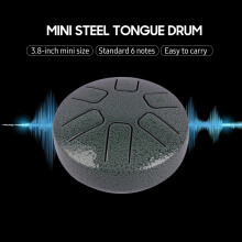 6 Notes 3.8-inch Mini Steel Tongue Drum Hand Pan Drum with Drumsticks