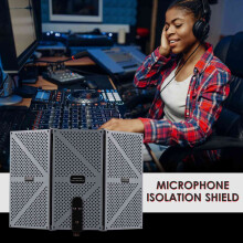 3-Door Studio Mic Isolation Shield Foldable Pop Filter EVA Foam