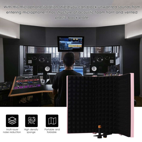3-Door Studio Mic Isolation Shield Foldable Pop Filter EVA Foam 2