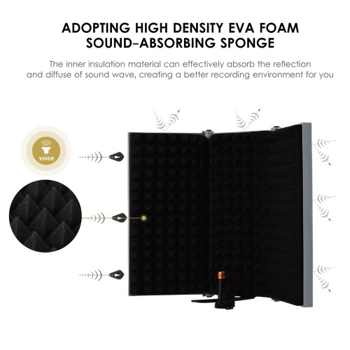 3-Door Studio Mic Isolation Shield Foldable Pop Filter EVA Foam 1