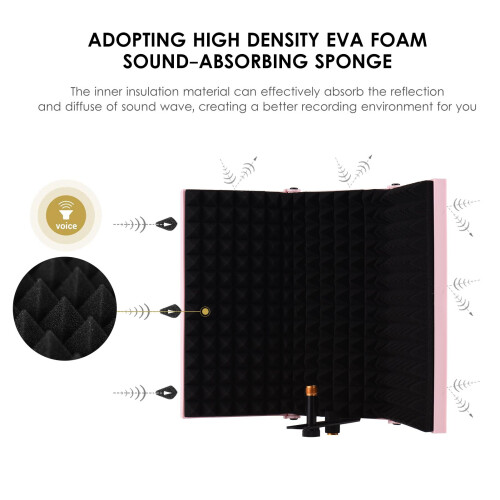 3-Door Studio Mic Isolation Shield Foldable Pop Filter EVA Foam 1