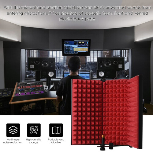 3-Door Studio Mic Isolation Shield Foldable Pop Filter EVA Foam 2