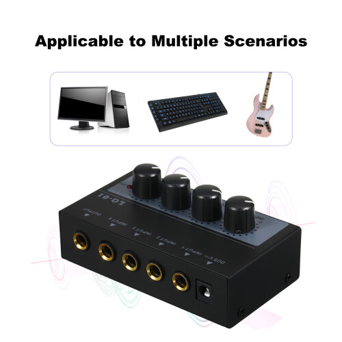 4 Channel Mini Mixer 4 Input 1 Output DC 5V Portable