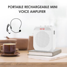 Portable Voice Amplifier Rechargeable Mini LED MIC Headset Waistband