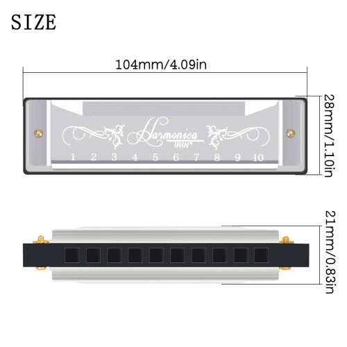 IRIN 10-Hole Harmonica Key C 20-Tone with Case for Beginner 1