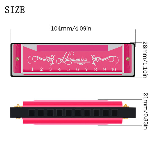 IRIN 10-Hole Harmonica Key C 20-Tone with Case for Beginner 2