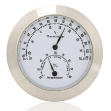 Round Thermometer Hygrometer for Violin Guitar Case (Silver)