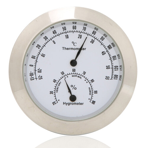 Round Thermometer Hygrometer for Violin Guitar Case (Silver)