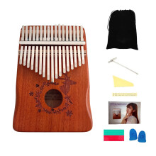 17 Keys Thumb Piano Deer Pattern Peach Blossom Wood Portable