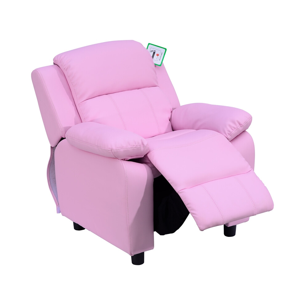 Pink Kids Sofa Armchair Toddler Recliner Children's Lounger with Storage PU Leather Kids Chair for Bedroom-image-OPC-PMFRYTT-NEW