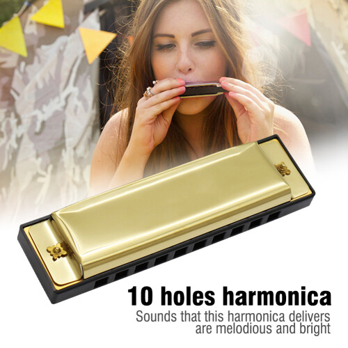 IRIN Lightweight Gold 10 Hole Harmonica Musical Instrument 1