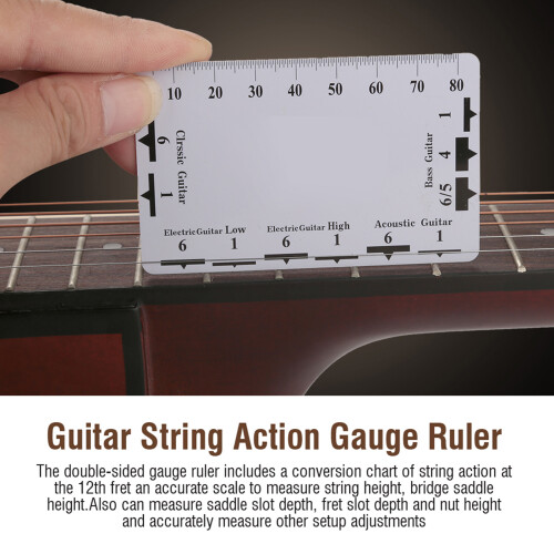 2Pcs String Action Gauge Ruler for Guitar Bass 1
