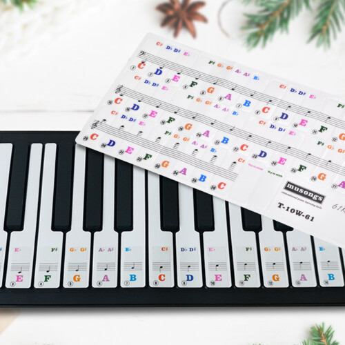 61 Key Piano Keys Sticker Set Removable Transparent 1