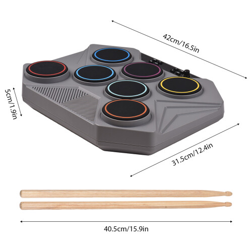 Electronic Tabletop Drum Set 3W Speaker Portable Digital with Pedals 2