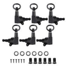 Hollow Handle Tuning Pegs for Acoustic Electric Guitar (Black 3L3R)