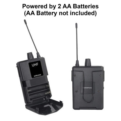 UHF Wireless Mic System Dual Handheld Receiver Headworn Lavalier 2