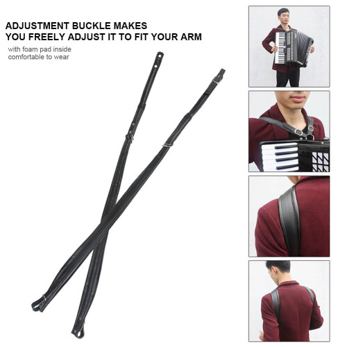 PU Leather Adjustable Shoulder Straps for Accordion (Black) 1