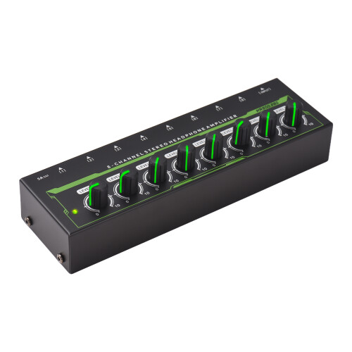 8 Channel Headphone Amp DC 12V 6.35mm Input/Output Portable