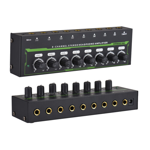 8 Channel Headphone Amp DC 12V 6.35mm Input/Output Portable 2