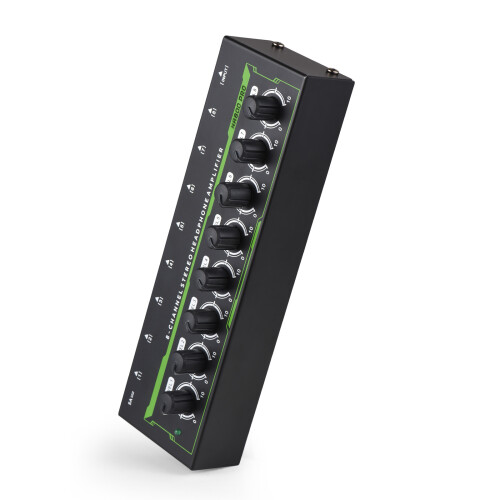 8 Channel Headphone Amp DC 12V 6.35mm Input/Output Portable 1