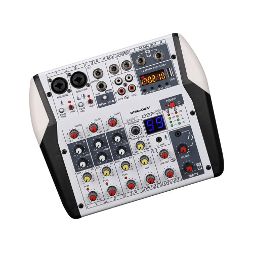 6 Channel DJ Mixer Stereo MP3 USB BT 48V Phantom DSP Large Screen 2