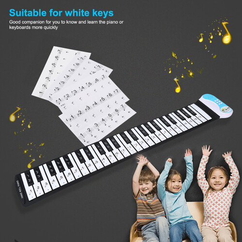 Removable 88 Keys Piano White Key Stickers Transparent 2