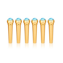 6Pcs Brass Guitar Bridge Pins Crystal Glass Dot Sky Blue