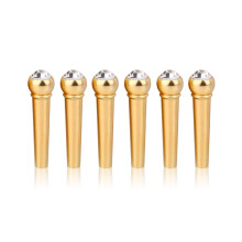 6Pcs Brass Guitar Bridge Pins Crystal Dot Decor