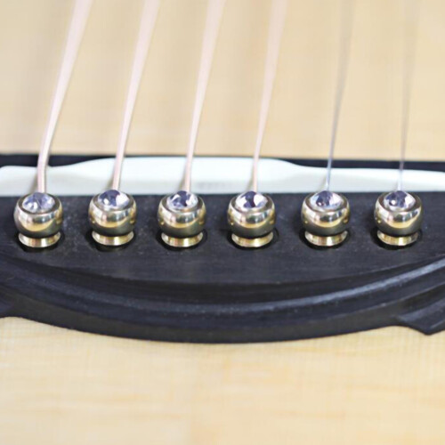 6Pcs Brass Guitar Bridge Pins Crystal Dot Decor 2