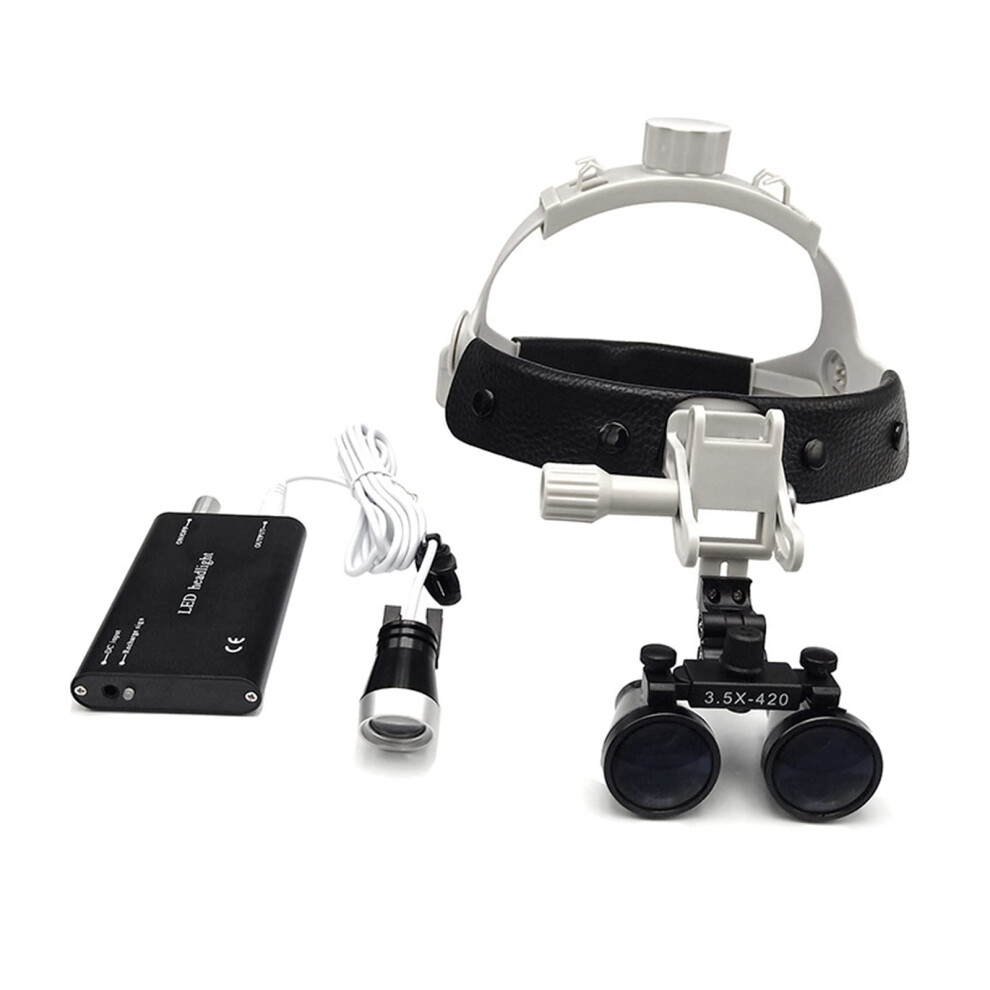 Dental Binocular Loupes, Headband Loupe With 3W LED Lamp, 2.5x-3.5x Magnification, Adjustable Pupil Distance, Surgical Use-image-OPC-PMFS2SZ-NEW