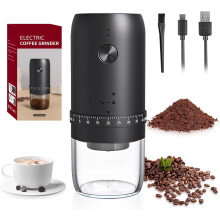(Black) Electric Coffee Bean Grinder, Portable Cordless Burr-Free Coffee Grinder, 40 Adjustable Coarseness Settings, Extra Long Life, USB Rechargeable