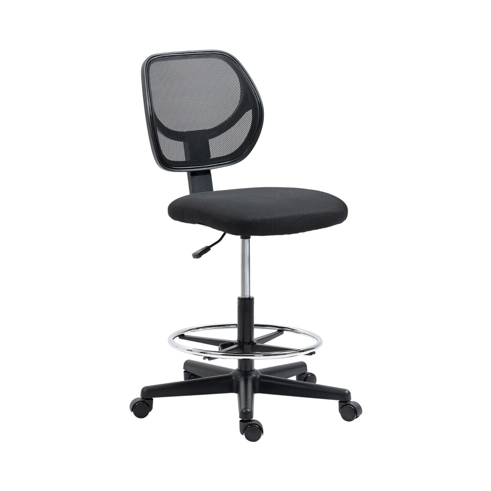 Black Ergonomic Mesh Standing Desk Chair with Adjustable Footrest Seat and Height Breathable Support for Office Use-image-OPC-PMFS5Z2-NEW