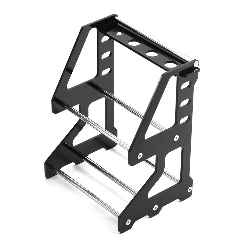 Professional Grade Acrylic Metal Wheel Rack For 1/10 Scale On-Road RC Cars, Secure Storage, Vibration Absorption, Black-image-OPC-PMFS677-NEW